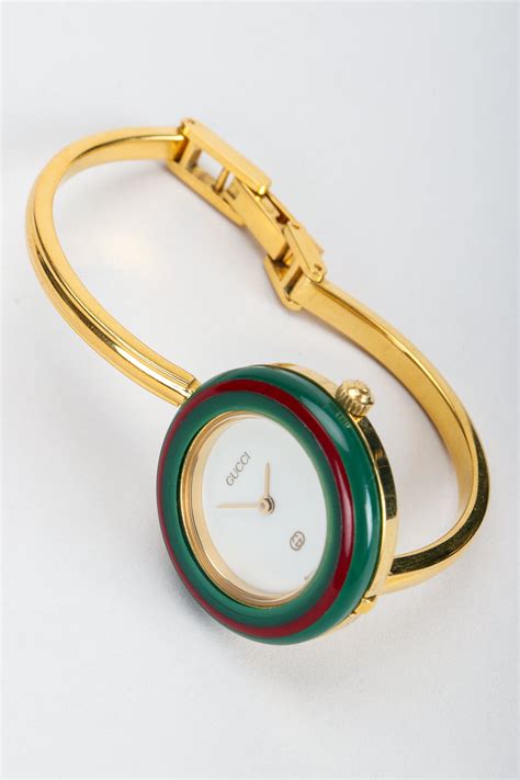 gucci vintage watch with interchangeable bezels|vintage gucci bangle bezel watch.